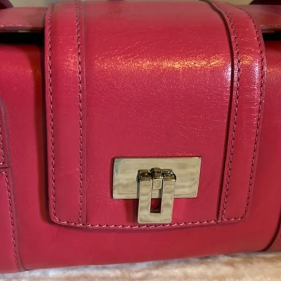 Structured Pink Leather Satchel with Top Handle - Picture 7 of 10
